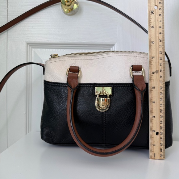 CALVIN KLEIN | Black Ivory & Brown Small Leather Crossbody Bag - Picture 4 of 7